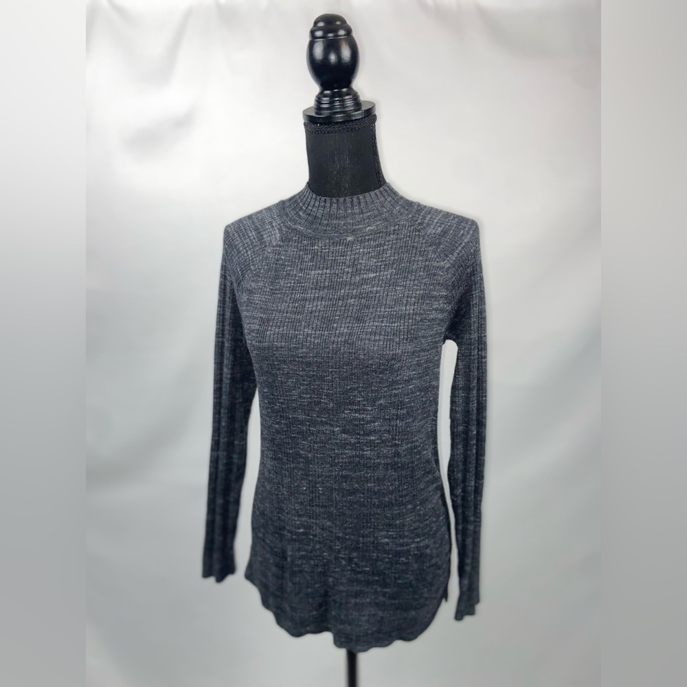 Mock Turtleneck Cotton Blend Sweater Longsleeve Grey Large St John’s Bay